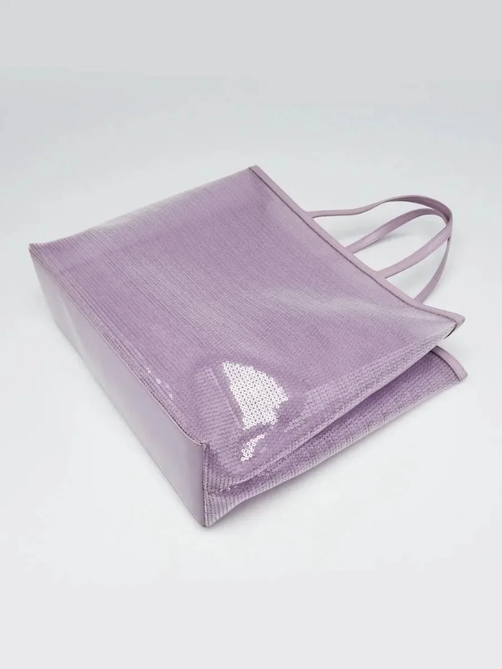 Prada Purple Sequin Mesh and Leather Tote Bag - Picture 4 of 9
